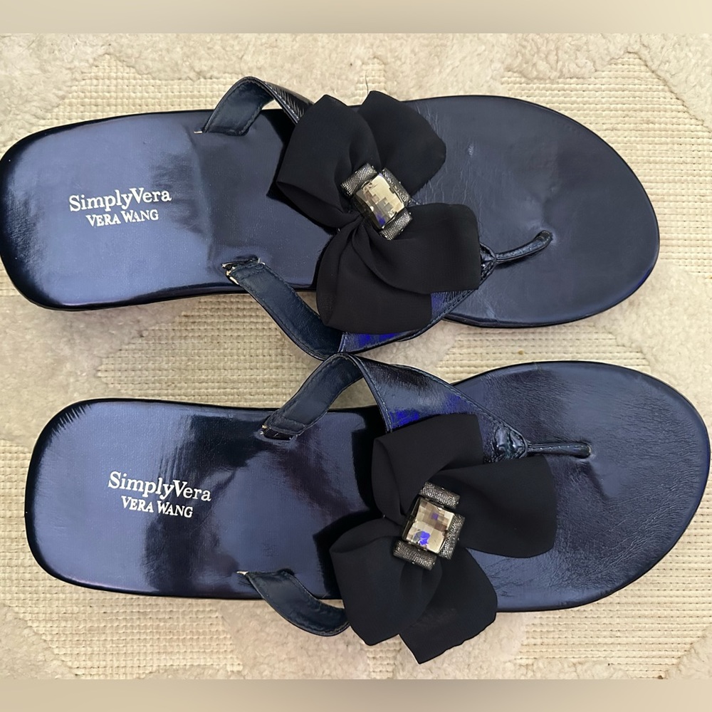 Simply Vera Vera Wang Navy Blue Dressy Wedge Sandals Women’s Size 10